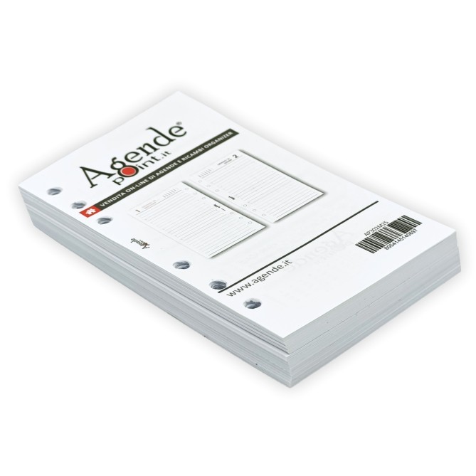 Ricambio Agenda 2027 Organizer Giornaliera a Righe, 9,5x17 cm, 6 Fori, Carta Bianca 80gr, Bianco e Rosso 3