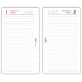 Ricambio Agenda 2027 Organizer Giornaliera a Righe, 9,5x17 cm, 6 Fori, Carta Bianca 80gr, Bianco e Rosso 6