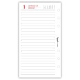 Ricambio Agenda 2027 Organizer Giornaliera a Righe, 9,5x17 cm, 6 Fori, Carta Bianca 80gr, Bianco e Rosso 8