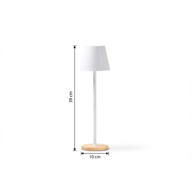Lampada da Tavolo LED in Metallo ricaricabile, BIANCA, 3 Modalità di Illuminazione, Base in Legno, 39x10 cm 2