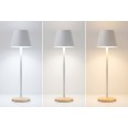 Lampada da Tavolo LED in Metallo ricaricabile, BIANCA, 3 Modalità di Illuminazione, Base in Legno, 39x10 cm 7