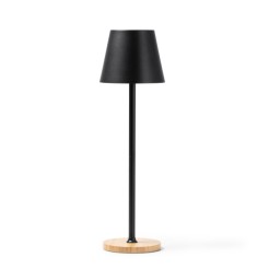 Lampada da Tavolo LED in Metallo ricaricabile , NERA, 3 Modalità di Illuminazione, Base in Legno, 39x10 cm 1