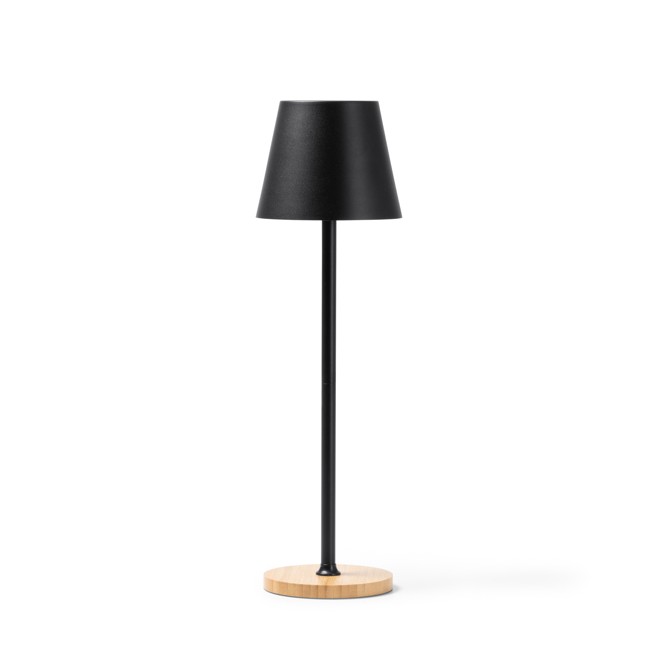 Lampada da Tavolo LED in Metallo ricaricabile , NERA, 3 Modalità di Illuminazione, Base in Legno, 39x10 cm 1