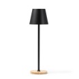 Lampada da Tavolo LED in Metallo ricaricabile , NERA, 3 Modalità di Illuminazione, Base in Legno, 39x10 cm 1