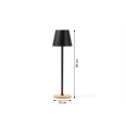 Lampada da Tavolo LED in Metallo ricaricabile , NERA, 3 Modalità di Illuminazione, Base in Legno, 39x10 cm 3