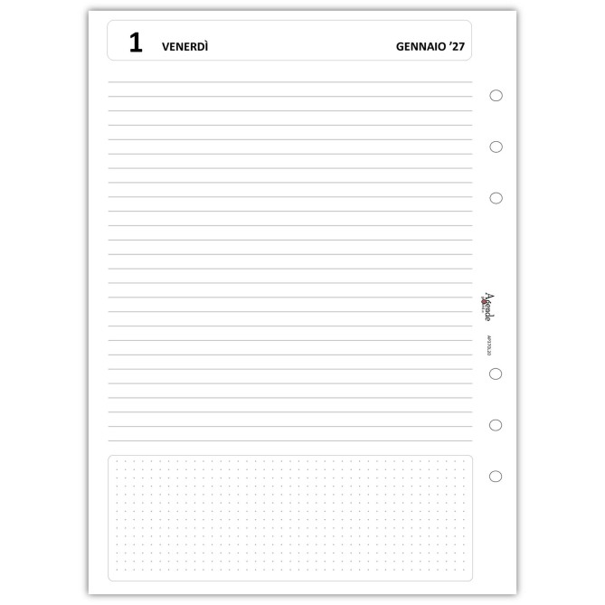 Agende Ricambio Giornaliero 2027 A5 15x21 cm, 6 Fori Universali, con Sezione DotGrid, Carta 80 g/m² 3
