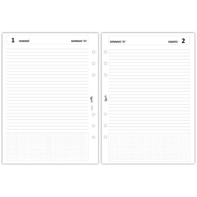 Agende Ricambio Giornaliero 2027 A5 15x21 cm, 6 Fori Universali, con Sezione DotGrid, Carta 80 g/m² 4