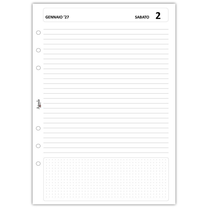 Agende Ricambio Giornaliero 2027 A5 15x21 cm, 6 Fori Universali, con Sezione DotGrid, Carta 80 g/m² 5