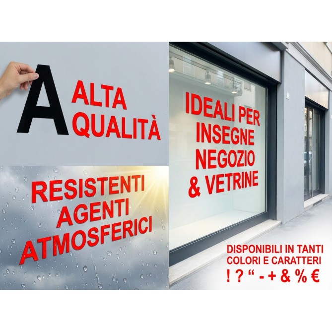 Lettere e Numeri Adesivi in Plastica Lucida CLASSIC,20 cm Altezza, per Vetrine e Pareti, Resistenti Agenti Atmosferici, 10 Pez 7