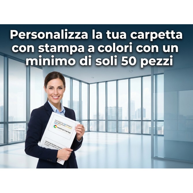 Cartelle Portadocumenti PERSONALIZZATE in Cartoncino Semilucido, Bianco, 350 gr, 22,5 x 32 cm, 2 Tasche, 50 Pezzi, senza lembi 8