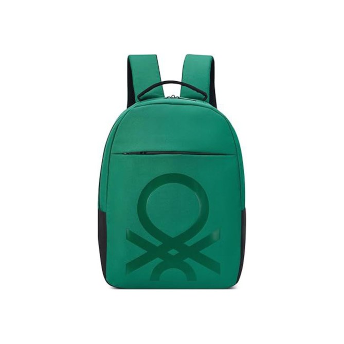 Zaino Benetton Verde in Poliestere, 44x30x15 cm, Scomparto Porta PC, Passante Trolley, Spallacci Imbottiti 1
