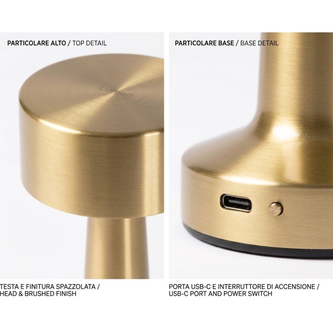 Lampada in metallo ricaricabile con 3 modalità di iluminazione a LED - 21x9 cm - ORO 6