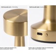 Lampada in metallo ricaricabile con 3 modalità di iluminazione a LED - 21x9 cm - ORO 6