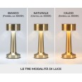 Lampada in metallo ricaricabile con 3 modalità di iluminazione a LED - 21x9 cm - ORO 7