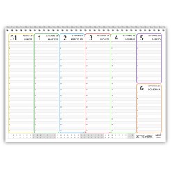 Planning Settimanale A4 2026-2027, 16 MESI da Settembre a Dicembre, Agenda Spiralata 21x30cm - COLORS 7