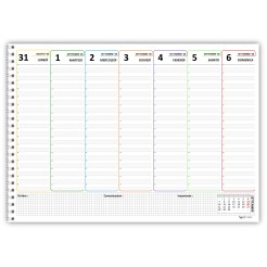 Planning Settimanale A3 2026-2027, 16 MESI da Settembre a Dicembre, Agenda Spiralata 42x30cm - COLORS 6