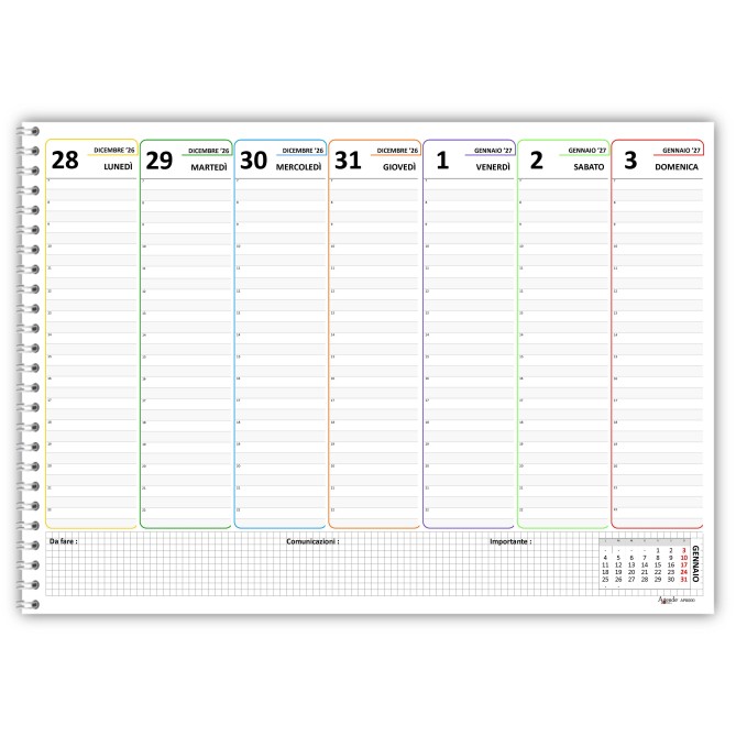Planning Settimanale 2027 A3 30x42 cm, Spiralato, Orario per Colonna, Copertina Morbida 5