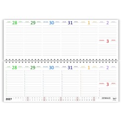 Planning settimanale 2027 COLORS spiralato 10x30cm su due pagine ,orario 8-22,  giorni in 7 vari colori 3