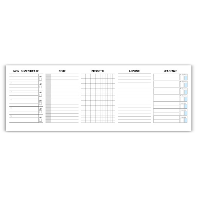 Planning Settimanale 2027 in PVC Rigido, Formato 10x30 cm, Spirale 180°, Sezioni Note e Progetti 8