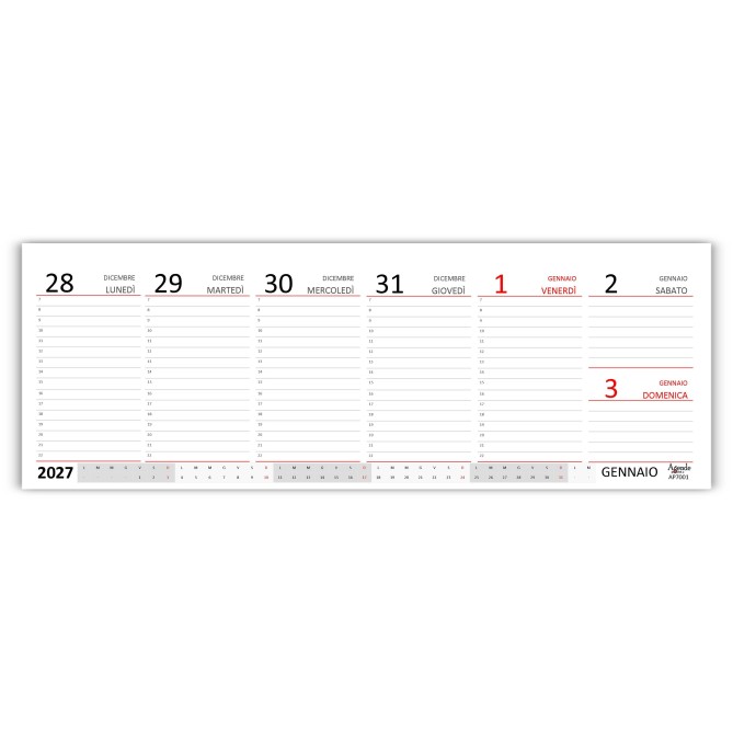 Planning Settimanale 2027 in PVC Rigido, Formato 10x30 cm, Spirale 180°, Sezioni Note e Progetti 9