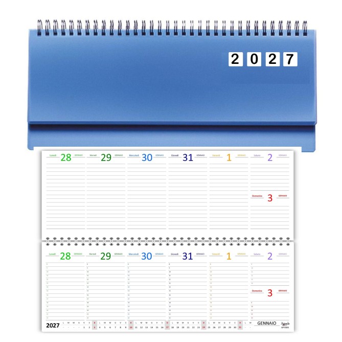 Planning Settimanale 2027 COLORS Spiralato, 10x30 cm, su Due Pagine con Orario 8-22, Copertina in PVC 3