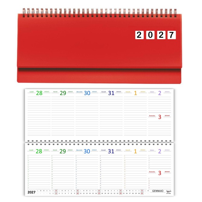 Planning Settimanale 2027 COLORS Spiralato, 10x30 cm, su Due Pagine con Orario 8-22, Copertina in PVC 5