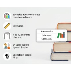 Etichette Adesive Scuola Colorate 56x22 Mm Personalizzate 48 Etichette Per Libri Quaderni Materiale Didattico 3 2