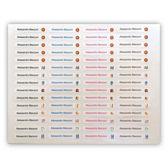 Etichette Adesive Personalizzate In 4 Colori 34x5mm 240 Etichette Per Penne Matite Ed Accessori Scuola 34x5 Mm 4