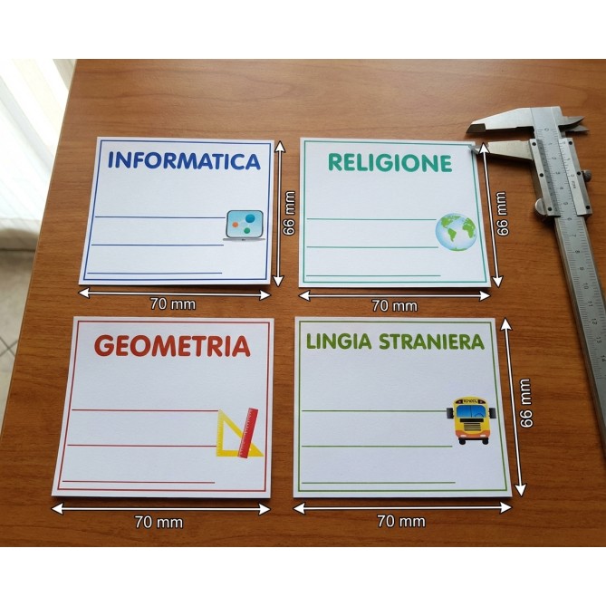 Etichette Adesive Scuola Colorate Personalizzate 70x66 Mm Con Materie Scolastiche 40 Etichette Per Libri Quaderni 11