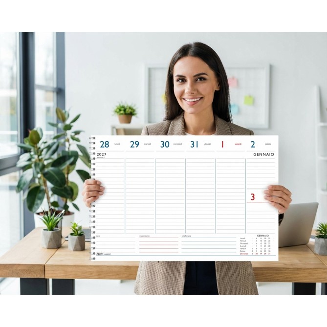 Agende Planner Planning Settimanale 2026 LIFE Spiralato, Formato A4 21x30 cm, Festivi Evidenziati, Sezioni Note 5