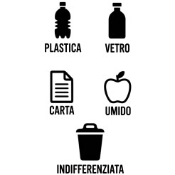 Scritta adesiva Verticale per raccolta differenziata in PVC - senza sfondo - applicatione type incluso 1