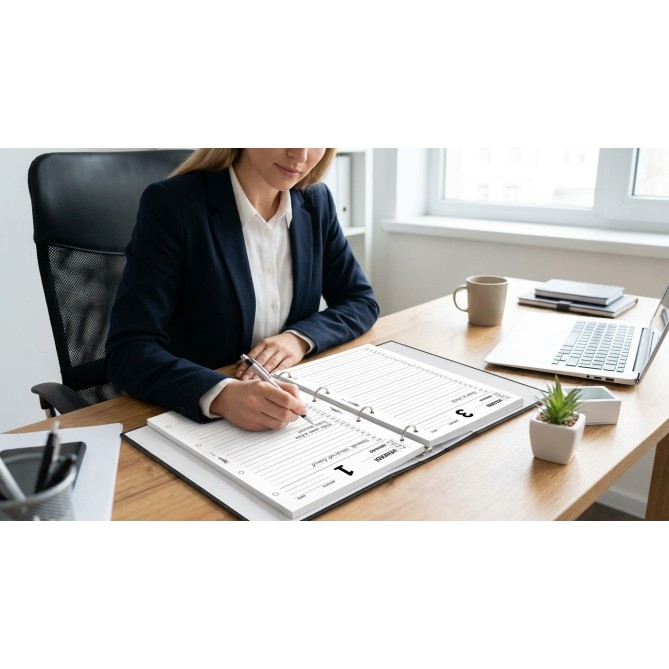 Agende Ricambio Organizer Giornaliero 2027, Formato A4 21x30 cm, 1 Pagina per Giorno, 4 Fori 4