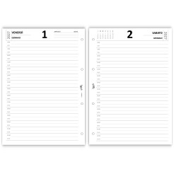 Agende Ricambio Organizer Giornaliero 2027, Formato A4 21x30 cm, 1 Pagina per Giorno, 4 Fori 6