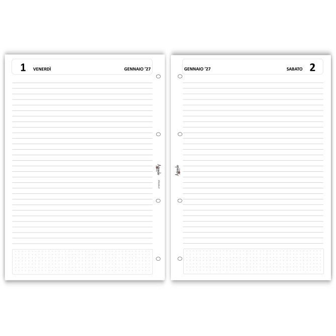 Ricambio Giornaliero 2027 A4 21x30 cm ESSENTIAL , 4 Fori, 80gr, Griglia Puntinata, Senza Orari, Festivi Neutri 8