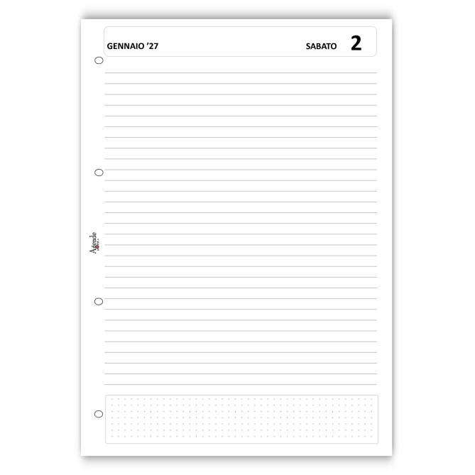 Ricambio Giornaliero 2027 A4 21x30 cm ESSENTIAL , 4 Fori, 80gr, Griglia Puntinata, Senza Orari, Festivi Neutri 9