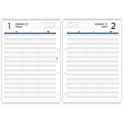 Ricambio Agenda giornaliero 2027 COLORS , Formato A4 21x30 cm, Orario 8-22, Colonne Appunti, 4 Fori 5