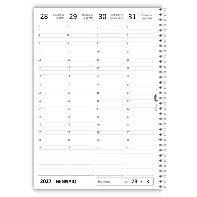 Agenda Settimanale Spiralata 2027 A4, Copertina Morbida Sintetica, Verticale 7:00-22:00, con Note e Progetti, 21x30 cm 6