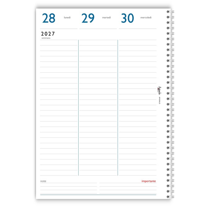 Agenda Settimanale Spiralata 2027 LIFE, Formato A4 21x30 cm, Copertina Morbida Sintetica, Turchese e Grigio 8