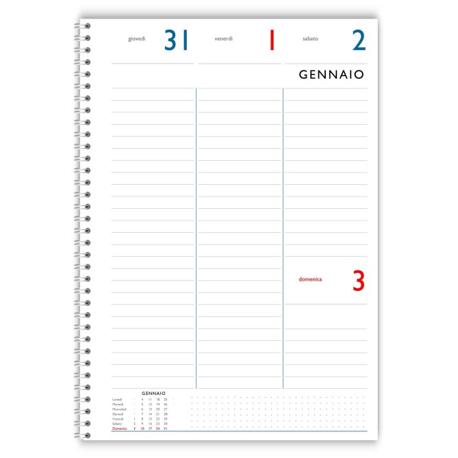 Agenda Settimanale Spiralata 2027 LIFE, Formato A4 21x30 cm, Copertina Morbida Sintetica, Turchese e Grigio 9