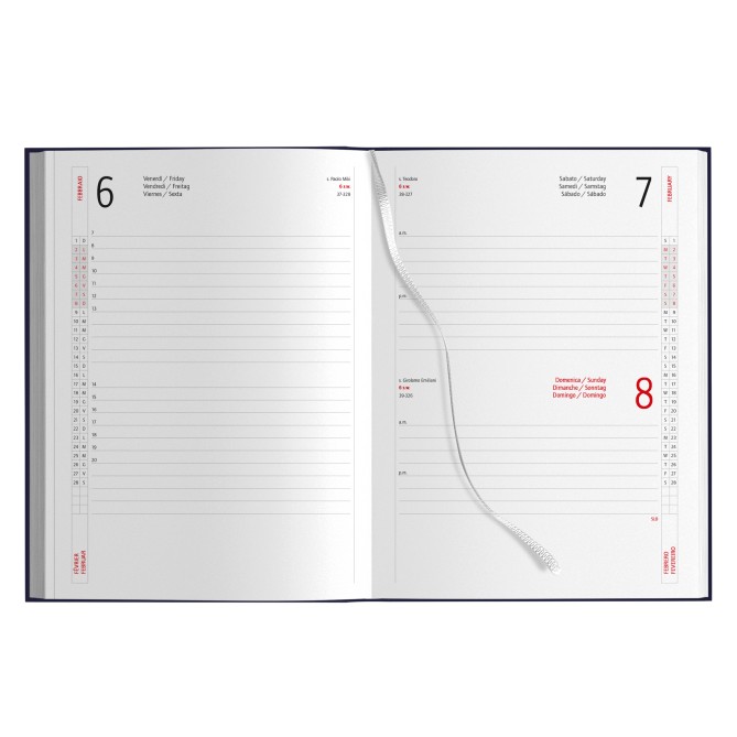 Agenda Giornaliera 2026 15x21cm A5 Copertina Gommata - sabato e domenica insieme - multilingua 12