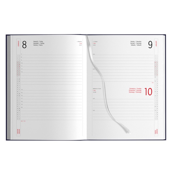 Agenda giornaliera 2027 gommata 15x21cm A5 - sabato  e domencia insieme - multilingua 31