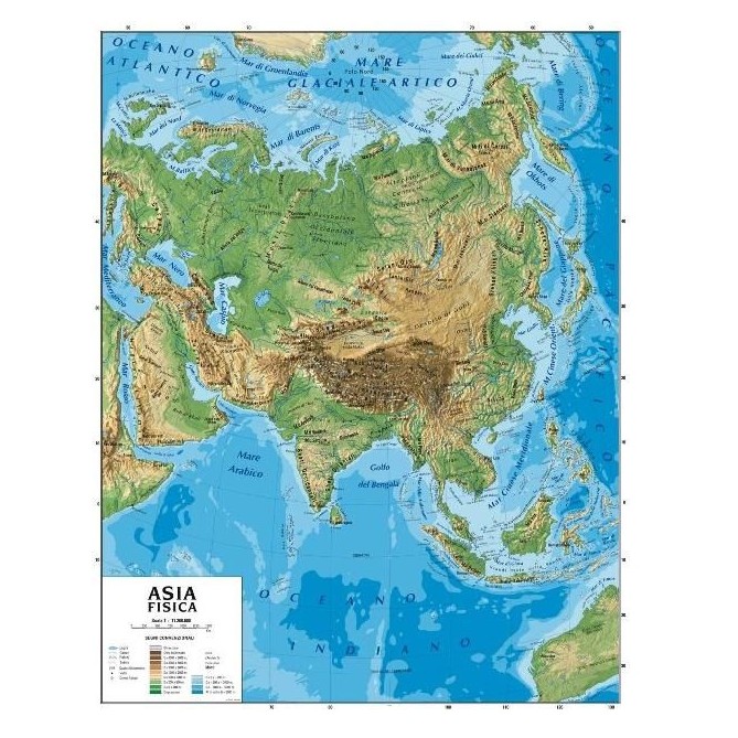 Carta Geografica Murale Asia 100x140 Bifacciale Fisica E Politica 1 11.200.000 2