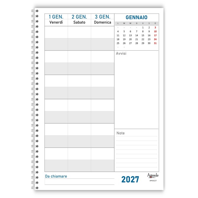 Agenda Prenotazioni 2027 Spiralata per Hotel e B&B, Formato A4 21x29,7 cm, da 6 a 12 Stanze, Copertina Plastificata 8
