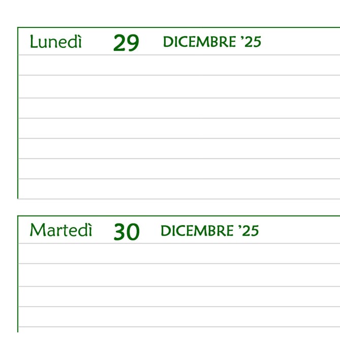 Agenda settimanale 2027 spiralata GREEN , 21x30cm A4 , carta 90 grammi 4