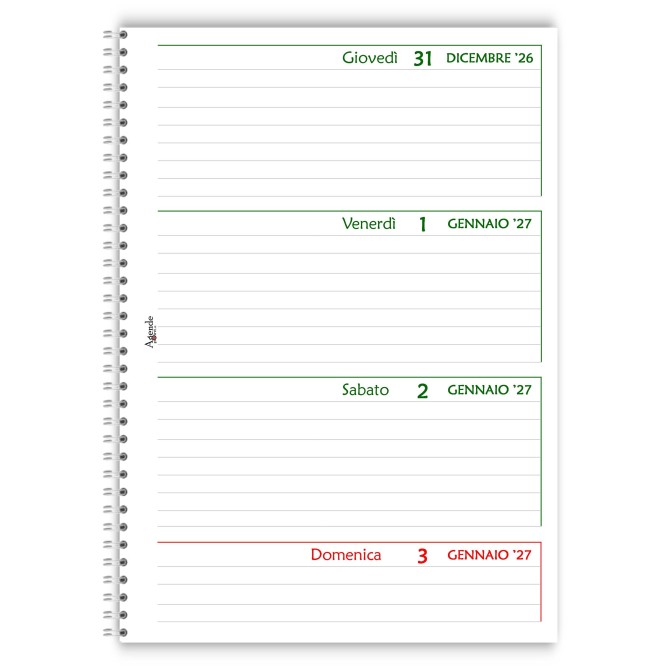 Agenda settimanale 2027 spiralata GREEN , 21x30cm A4 , carta 90 grammi 7