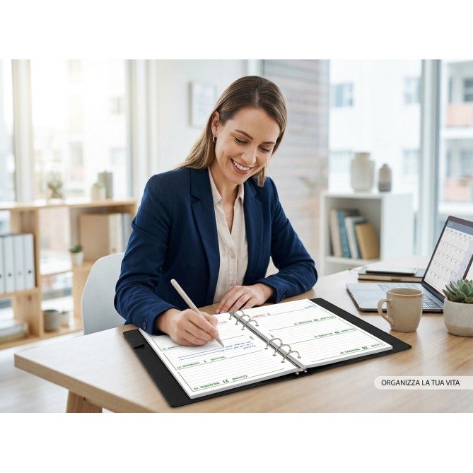 Ricambio agenda organizer settimanale 2027 , 21x30cm A4, GREEN   90gr 4fori 5