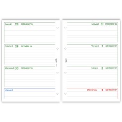 Ricambio agenda organizer settimanale 2027 , 21x30cm A4, GREEN   90gr 4fori 8