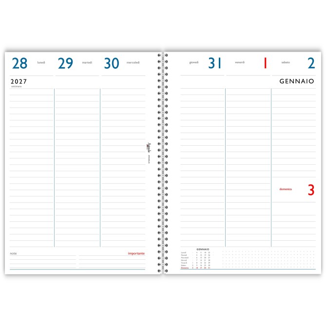Agenda Settimanale 2027 A5 LIFE , Spiralata, Carta 90 gr, Copertina Morbida, 15x21 cm, per Professionisti 4