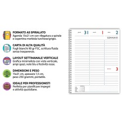 Agenda Settimanale 2027 A5 LIFE , Spiralata, Carta 90 gr, Copertina Morbida, 15x21 cm, per Professionisti 4 2