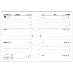 Ricambio Agenda Settimanale Bilingue Italiano/Inglese 2027, Formato A5 15x21 cm, 6 Fori, Carta 90g FSC 9